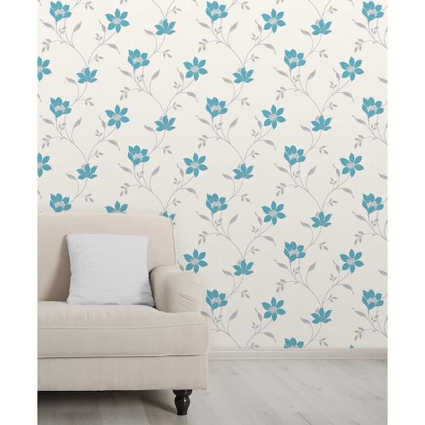 Isobelle Teal Floral Wallpaper Border Sample