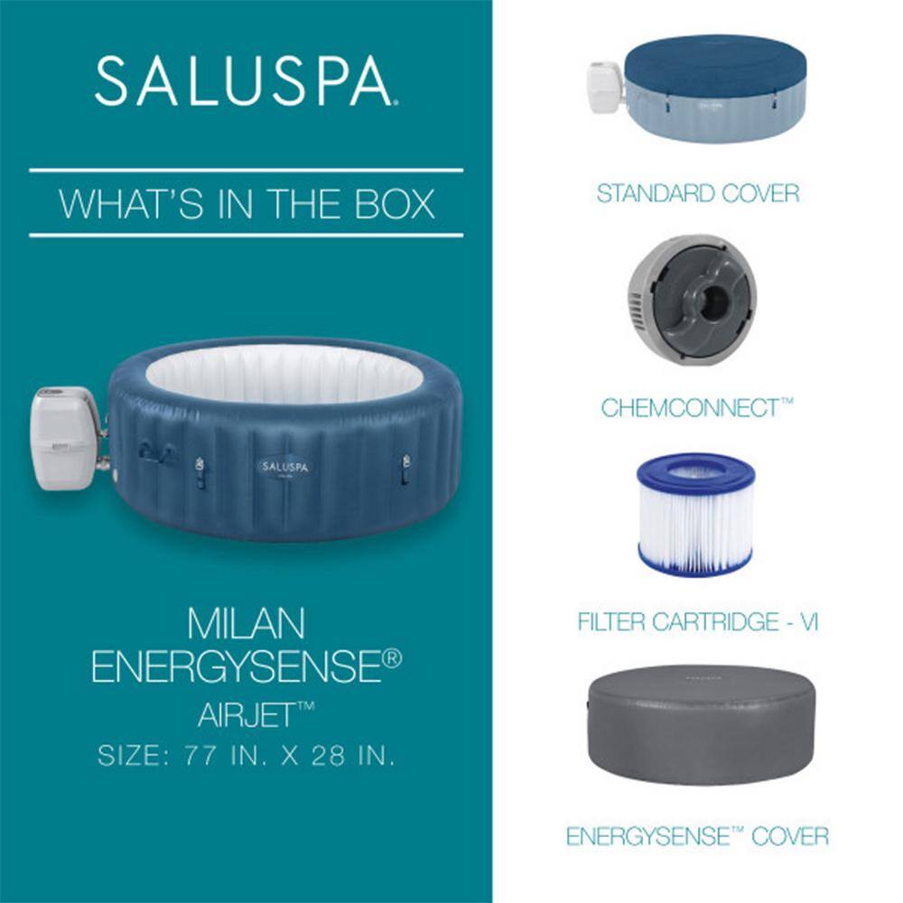 Blue Inflatable Round Hot Tub with Spa Seats and Cover