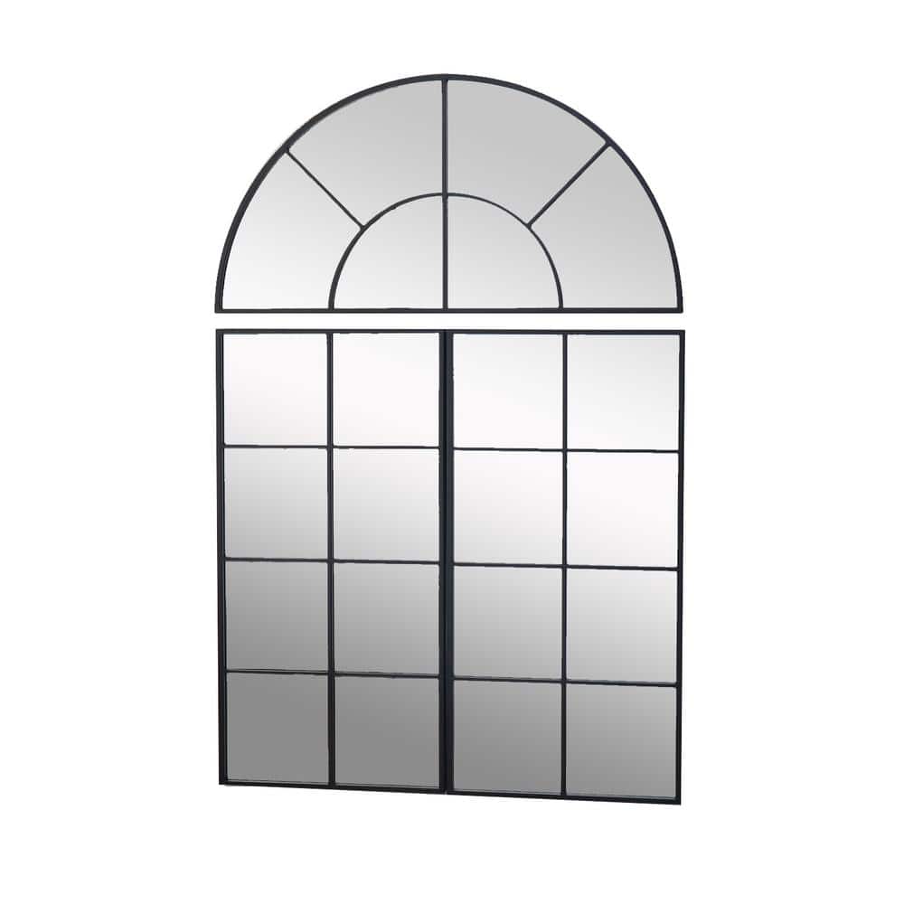 Black 30 in. W x 45 in. Modern Arched Wall Mirror with 3 Separate Sections