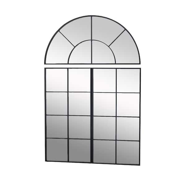 Unbranded Black 30 in. W x 45 in. Modern Arched Wall Mirror with 3 Separate Sections