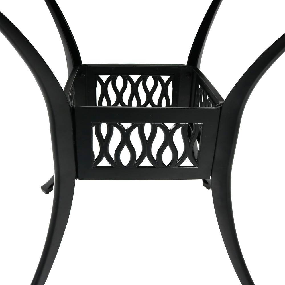 Black Cast Aluminum Square Outdoor Dining Table with Umbrella Hole