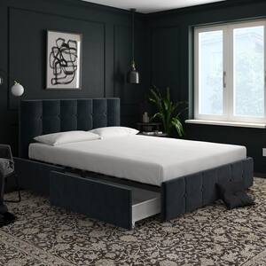 Ryan Blue Velvet Full Upholstered Bed with Storage