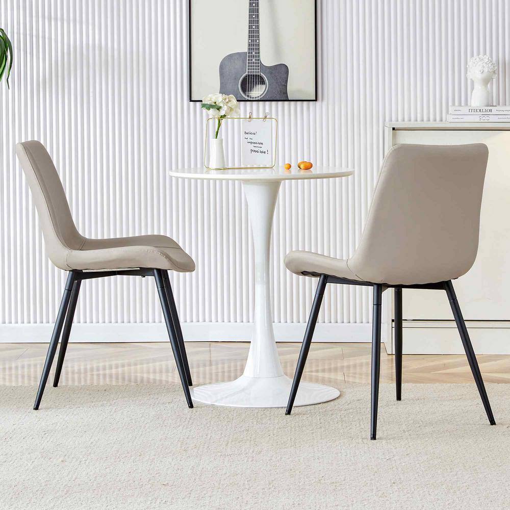Light Gray Faux Leather High Back Side Chair with Metal Frame