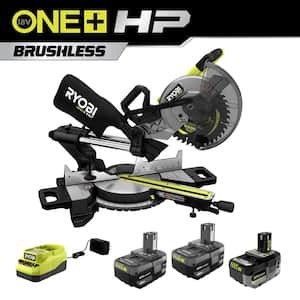 ONE+ HP 18V Brushless Cordless 10 in. Sliding Compound Miter Saw Kit with (3) 4.0 Ah Batteries and Charger