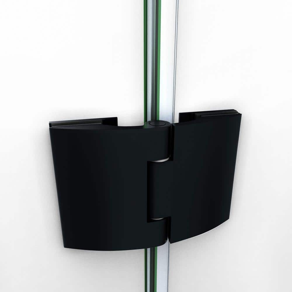 Aqua 48" Matte Black Frameless Hinged Tub Door with Clear Glass