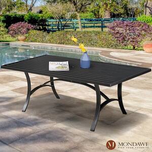 Black Square Patio Aluminum Outdoor Dining Table Accent Side Table with Umbrella Hole