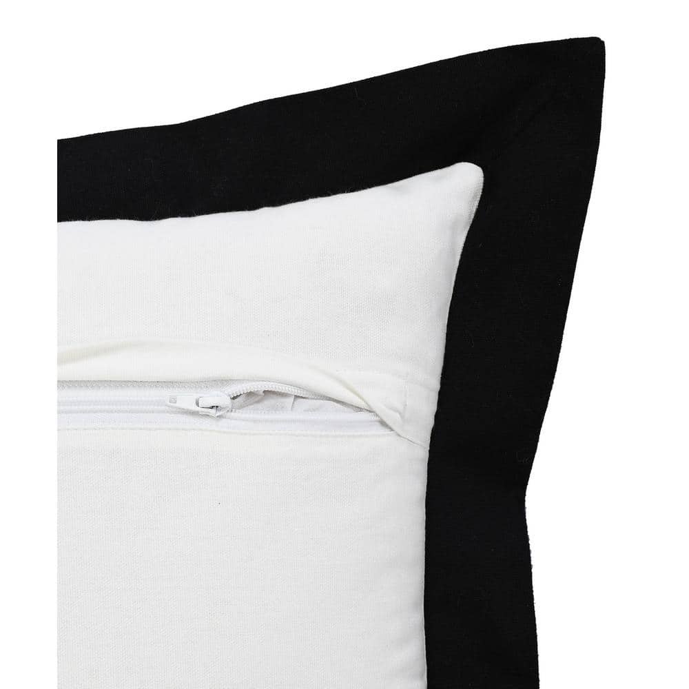 20" Black and White Cotton Geometric Throw Pillow