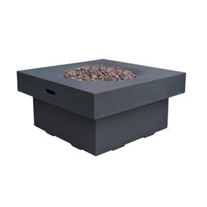 Branford 34 in. x 17 in. Square Concrete Propane Fire Pit Table in Black