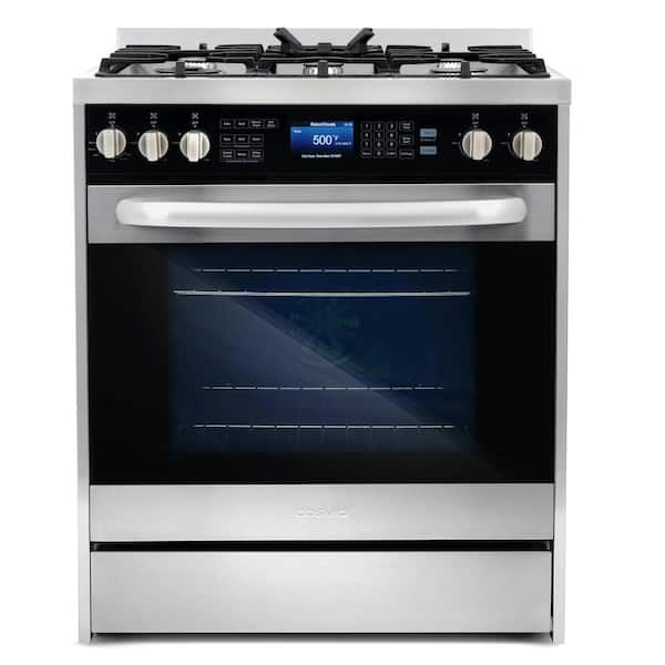 Cosmo Commercial-Style 30 in. 5 cu. ft. Single Oven Dual Fuel Range with Convection Oven in Stainless Steel