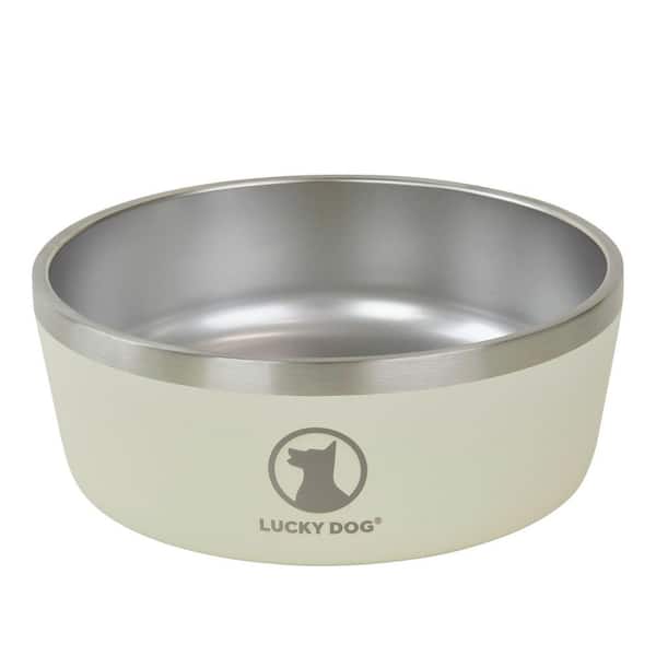 INDULGE 40 oz. 5 Cup Double Wall Stainless Steel Dog Bowl To Non Slip To Lifetime Warranty in Beige