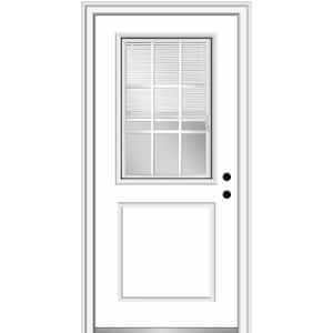 36 in. x 80 in. Internal Blinds and Grilles Left-Hand 1/2 Lite 1-Panel Clear Primed Fiberglass Smooth Prehung Front Door