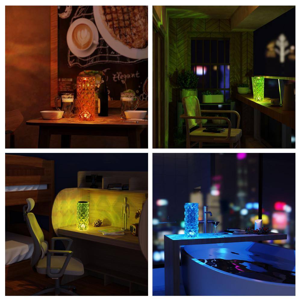 Clear Acrylic Cordless RGB Color-Changing Table Lamp