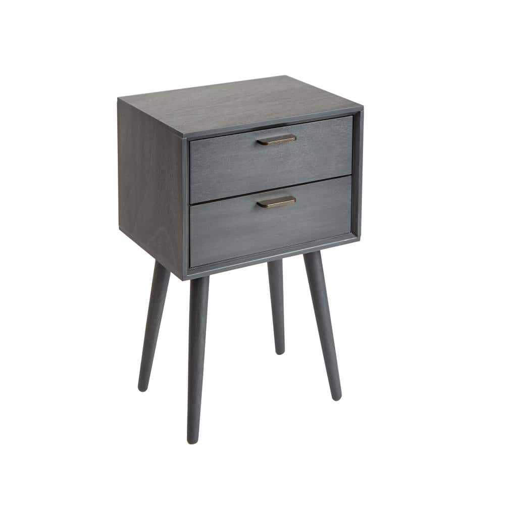 Silverwood Furniture Reimagined Olsen Gunmetal Gray MidCentury 2Drawer Accent Table CPFT1531A
