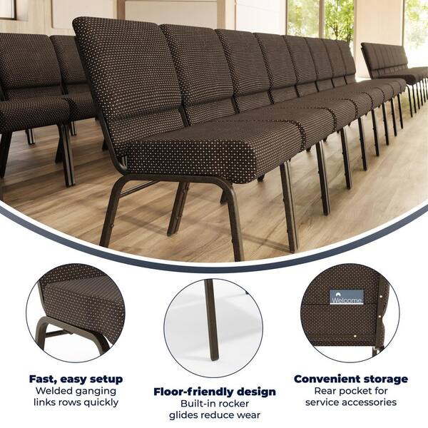 Carnegy Avenue Fabric Stackable Church Chair in Brown CGA-FD