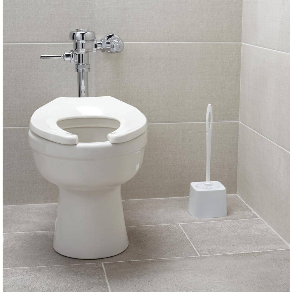 White Plastic Toilet Brush with Hanging Hole