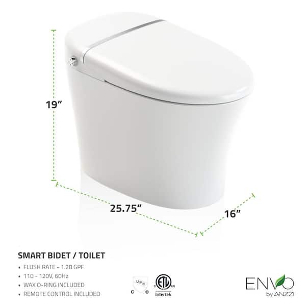 ANZZI ENVO Spirit Smart Bidet Toilet with Remote Control, Auto Flush, & Heated Seat