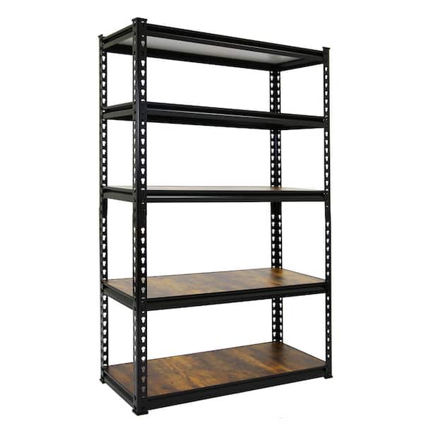 Black 5-Tier Boltless Tier Height Adjustable Steel Garage Storage Rack Shelving Units (48 in. W x 24 in. D x 72 in. H)