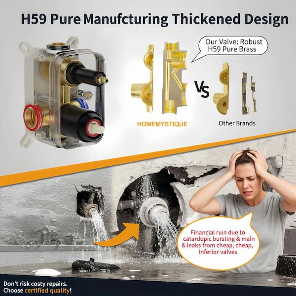 Single Handle 2-Spray 12" Rainfall Shower Faucet 2.5 GPM with Adjustable Heads, Handheld in Matte Black