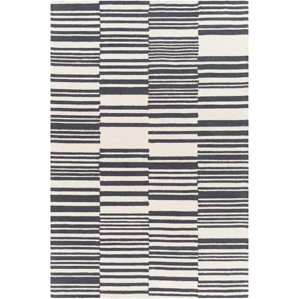 Livabliss Cassius Cream/Black Modern 5 ft. x 8 ft. Indoor Area Rug
