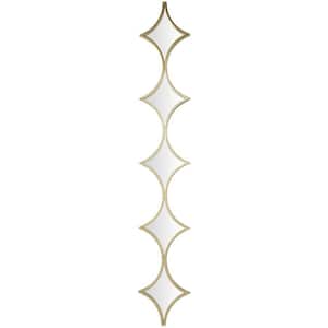 59 in. x 10 in. 5 Layer Geometric Framed Gold Wall Mirror with Diamond Pattern