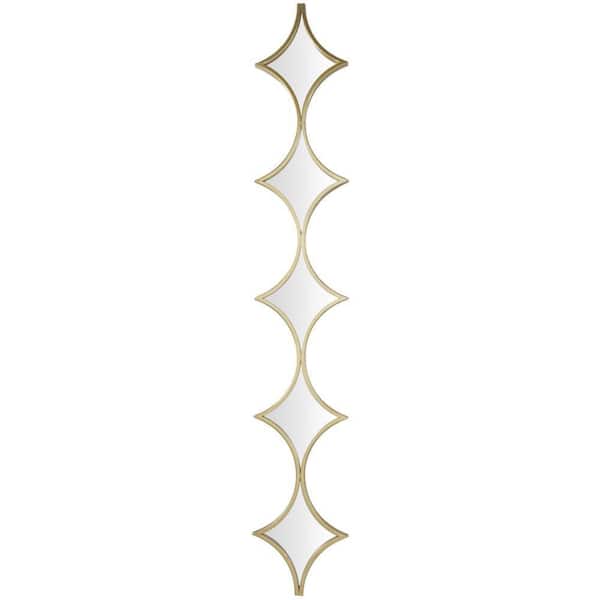 Litton Lane 59 in. x 10 in. 5 Layer Geometric Framed Gold Wall Mirror with Diamond Pattern