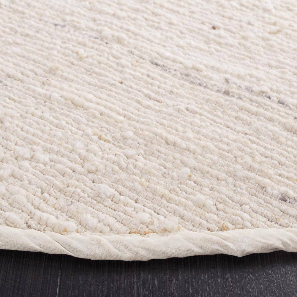 Ivory Flat Woven Square Wool Area Rug