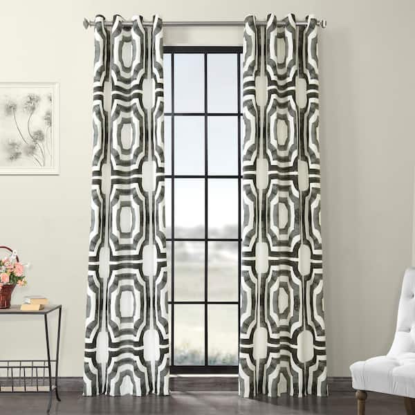 Exclusive Fabrics & Furnishings Mecca Steel Geometric Grommet Room Darkening Curtain - 50 in. W x 108 in. L (1 Panel)