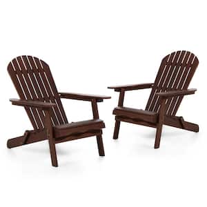 Elk Dark Brown Eucalyptus Wood Folding Adirondack Chair Set of 2