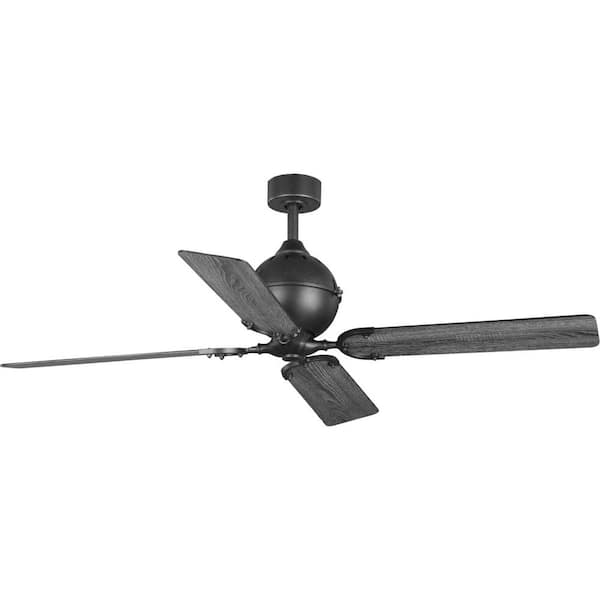 Progress Lighting Royer 56 in. Indoor Forged Black Urban Industrial Ceiling Fan with Remote Included for Great Room and Living Room