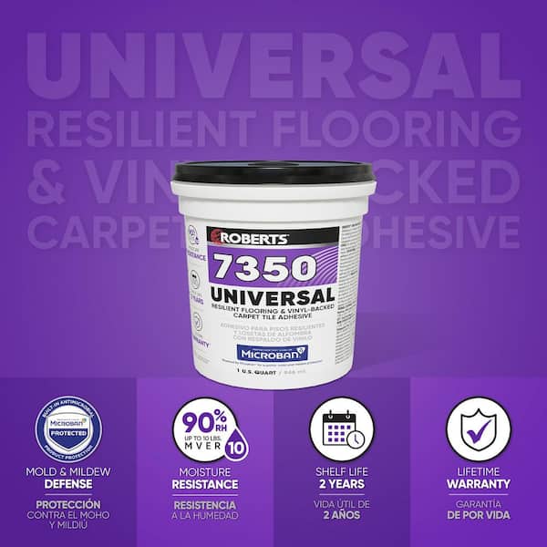 7350 1 qt. 8-10 Hour Dry Time Universal Resilient Flooring,Vinyl-Backed Carpet Tile Floor Adhesive in Off White