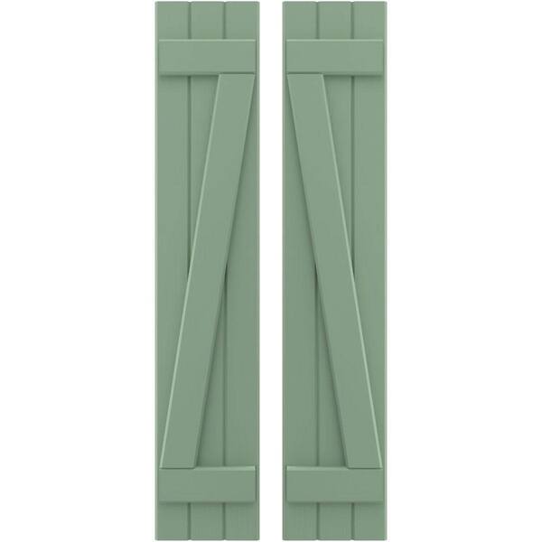 Ekena Millwork 10-1/2 in. W x 51 in. H Americraft 3-Board Exterior Real Wood Joined Board and Batten Shutters with Z-Bar in Track Green