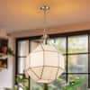 Monteaux Lighting Ellis 18.5 in. 3-Light Gold Pendant Light Fixture with Satin White Glass Panels HPI-10714