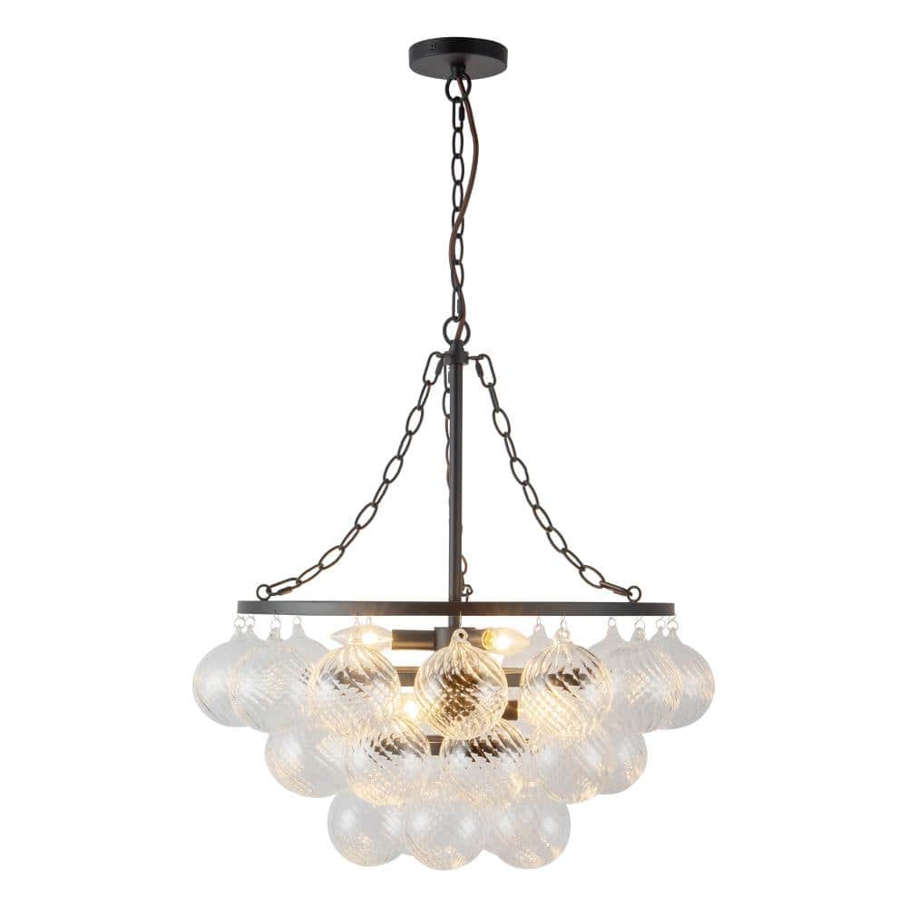 Faye 24-in Matte Black Chandelier with Clear Ribbed Glass price history on PriceWatchPro