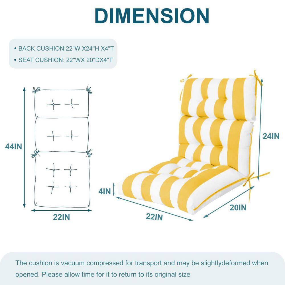Dimension diagram for the back and seat cushion sizes.