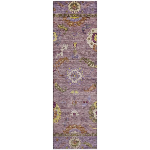 Mayfield Premium Machine Washable Abstract AMF2229 Merlot 2 ft. x 7 ft. Runner Rug