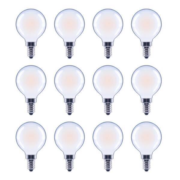 EcoSmart 60-Watt Equivalent G16.5 Globe Dimmable Frosted Glass Filament Vintage LED Light Bulb Daylight (12-Pack)