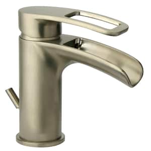 BRETTON Single Handle Single Hole Bathroom Faucet with Drain Assembly Included in Brushed Nickel