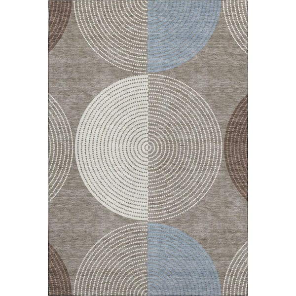 Mayfield Premium Machine Washable Abstract AMF2281 Taupe 3 ft. x 5 ft. Area Rug