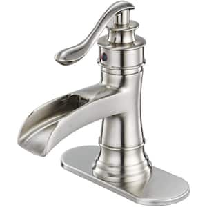 6.5 x 4.72 x 6.98 inch Bathroom Faucet Brushed Nickel - Single Handle - Hole Commercial Satin Finish with Supply Hose
