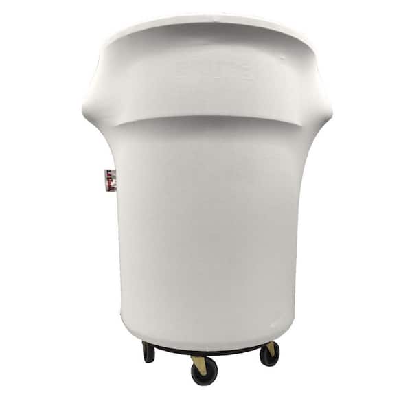 LA Linen White for 55 Gal. Trash Can Cover On Wheels
