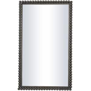 40 in. W x 24 in. H Rectangle Framed Black Wall Mirror with Beaded Detailing