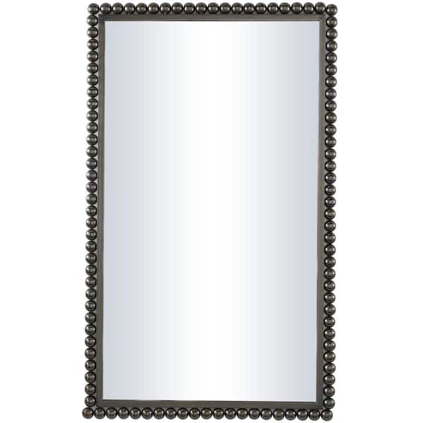 CosmoLiving by Cosmopolitan 40 in. W x 24 in. H Rectangle Framed Black Wall Mirror with Beaded Detailing