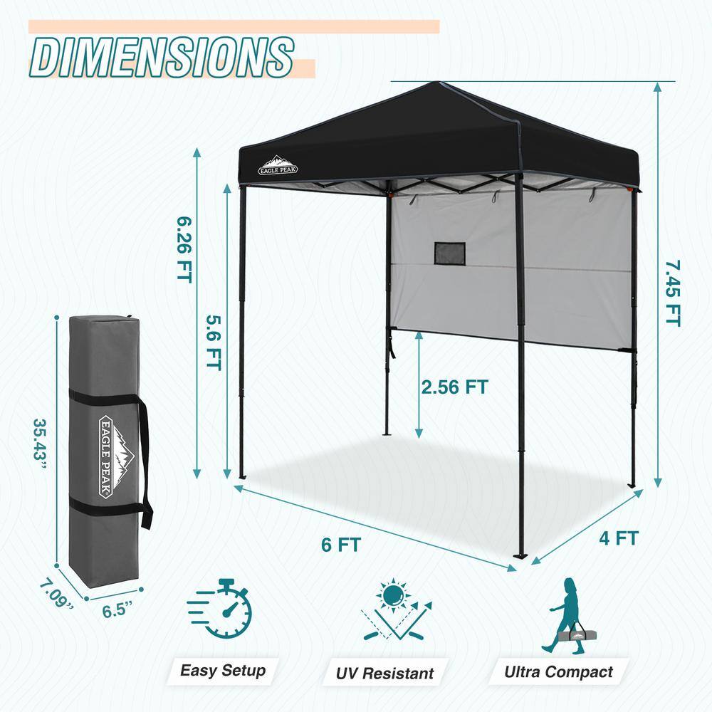 Eagle Peak 6x4 Black and Gray Adjustable Outdoor Canopy Tent