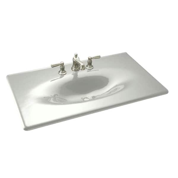 KOHLER Iron/Impressions 37-5/8 in. W x 6.5 in. D x 22.25 in. L Cast Polymers Vanity Top with Basin in Sea Salt