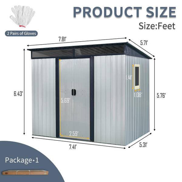 Zeus & Ruta 8 ft. W x 6 ft. D Outdoor Metal Storage Shed with
