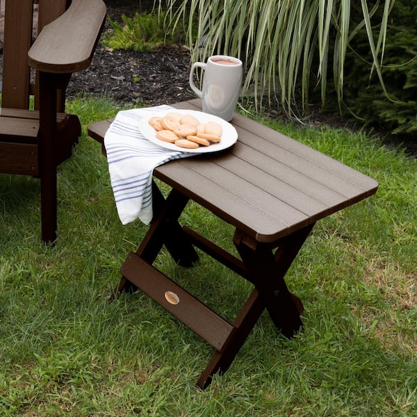 Adirondack Weathered Acorn Recycled Plastic Outdoor Folding Side Table