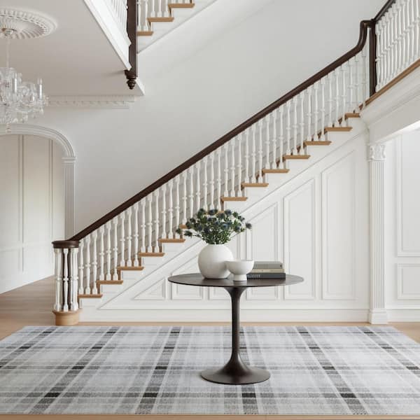 3 ft. x 8 ft. Black Ombre Machine Washable Indoor Runner Rug