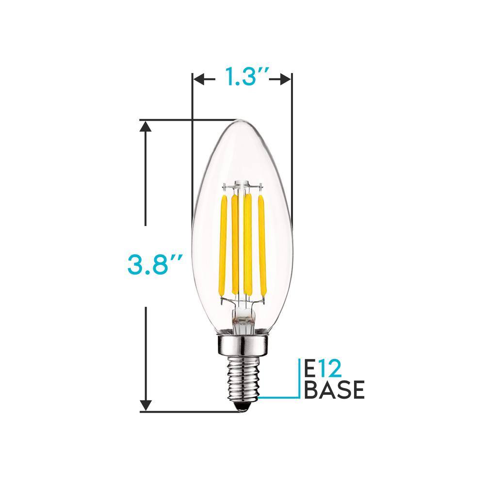 EcoLux 5W LED Dimmable Candelabra Bulbs, Natural White 3500K, 12-Pack