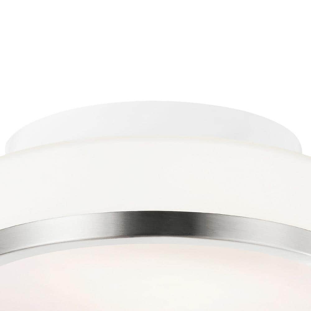 Satin Nickel 8" Drum Glass Flush Mount with Nickel Frame