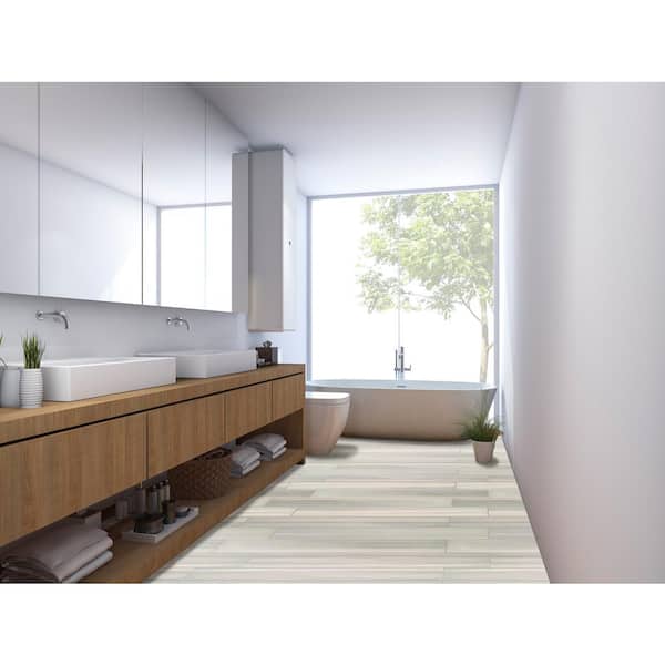 Water Color Grigio 6 in. x 36 in. Matte Porcelain Stone Look Floor and Wall Tile (13.5 sq. ft./Case)